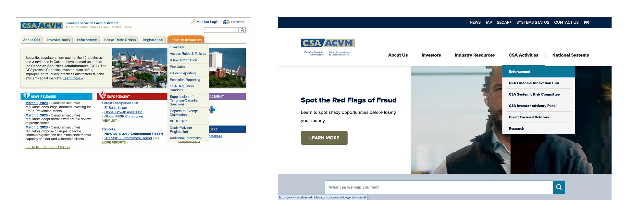 A redesigned homepage improves user orientation, clarifies audience pathways, and prioritizes timely regulatory updates.